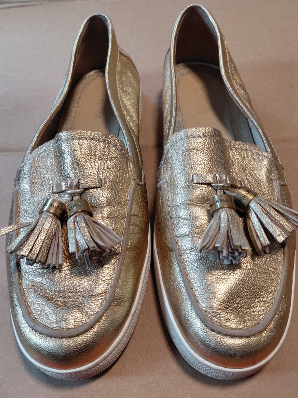 Michael Kors Metallic Gold Tassel Slip-On Loafers Women's Size 7
